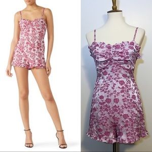 Revolve Likely Jacquard Floral Ruffle Romper